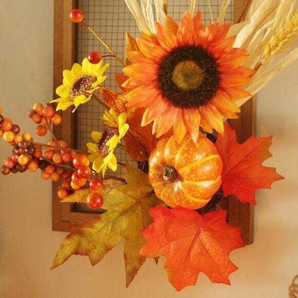 Flower Fall Decorations Home, Rustic Wooden Autumn Wall Decor for Living Room - Picture 7 of 11